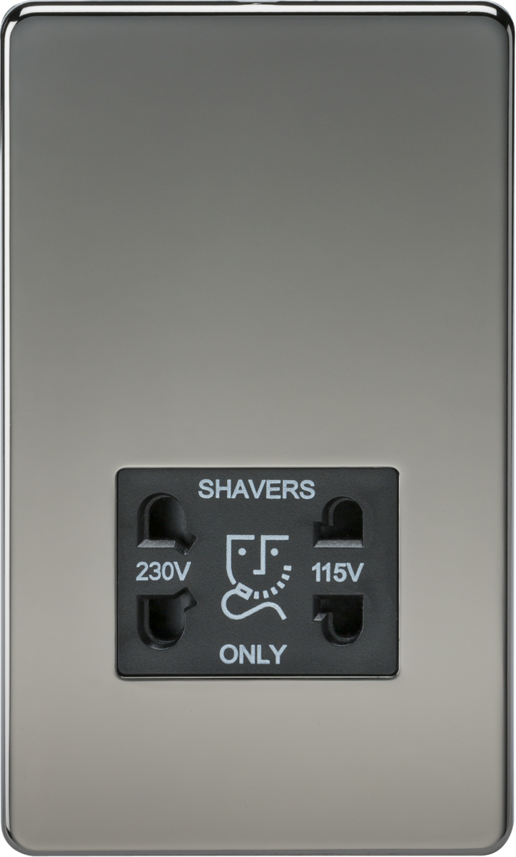 115V/230V Dual Voltage Shaver Socket - Black Nickel