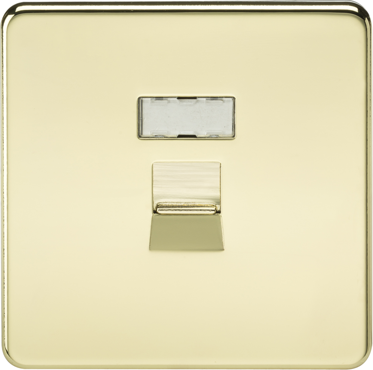 RJ45 Network Outlet - Polished Brass, Screwless Design