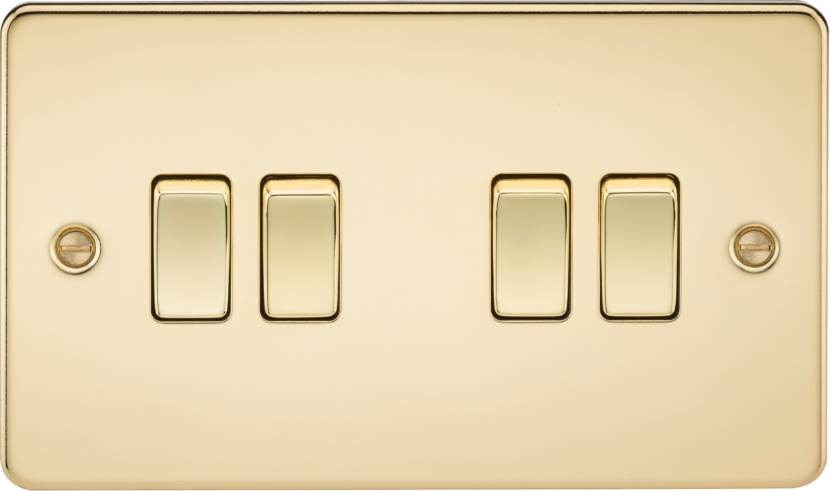 10AX 4G 2-Way Switch - Polished Brass - Flat Plate Design