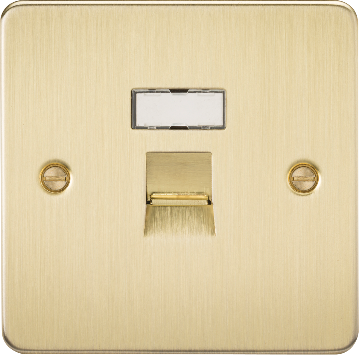 RJ45 Network Outlet - Brushed Brass, Flat Plate Design