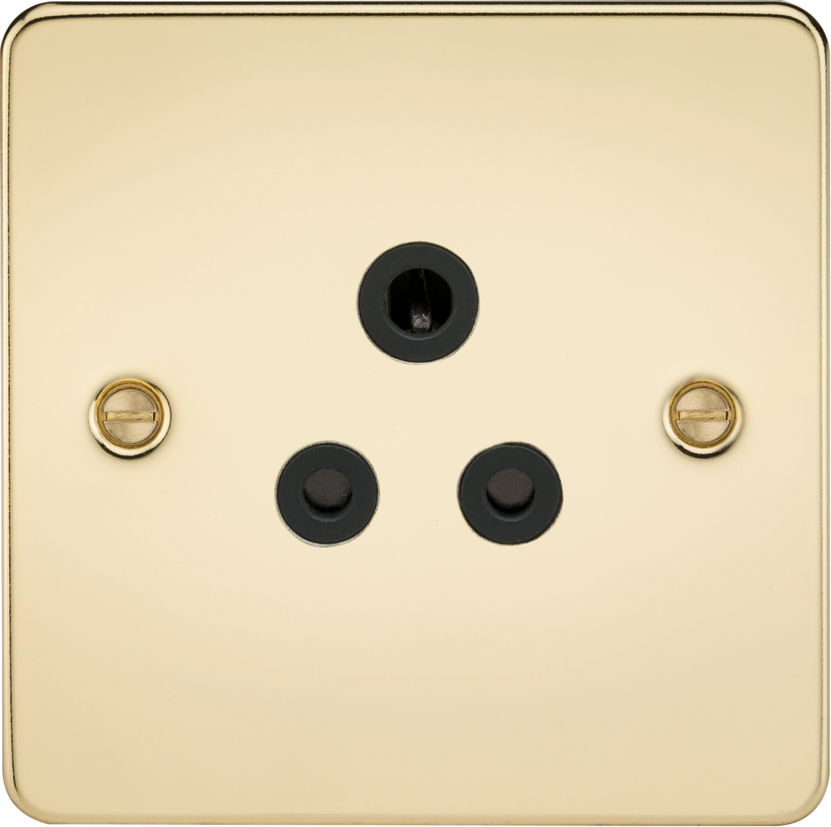 5A Unswitched Socket - Polished Brass with Black Insert