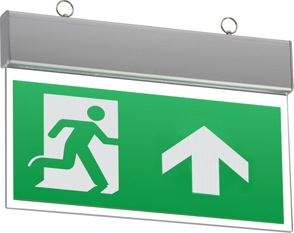 230V IP20 Ceiling Mounted LED Emergency Exit Sign - 4W, Aluminium Finish