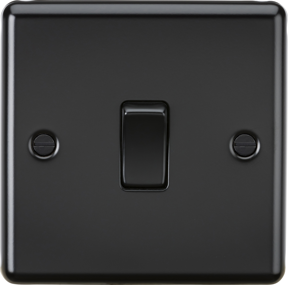 10AX 1G 2-way Switch - Matt Black, Rounded Edge