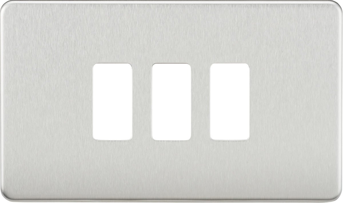 Screwless 3G Grid Faceplate - Brushed Chrome