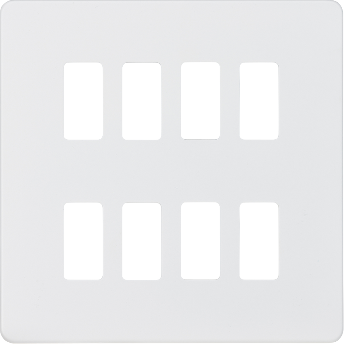 Screwless 8G Grid Faceplate - Matt White