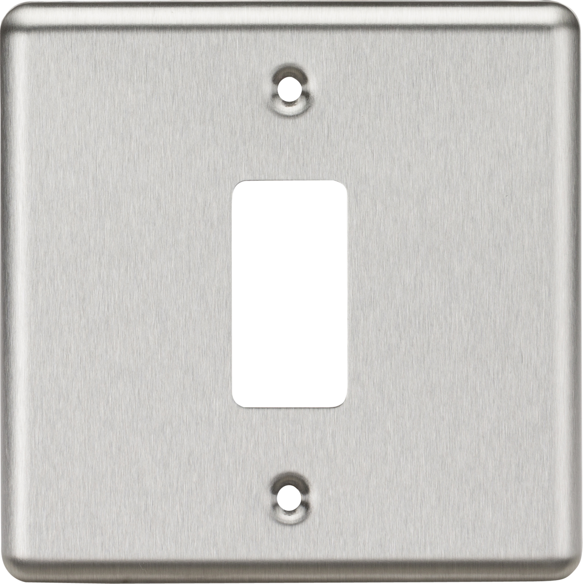 Knightsbridge 1G Grid Faceplate - Rounded Edge Brushed Chrome