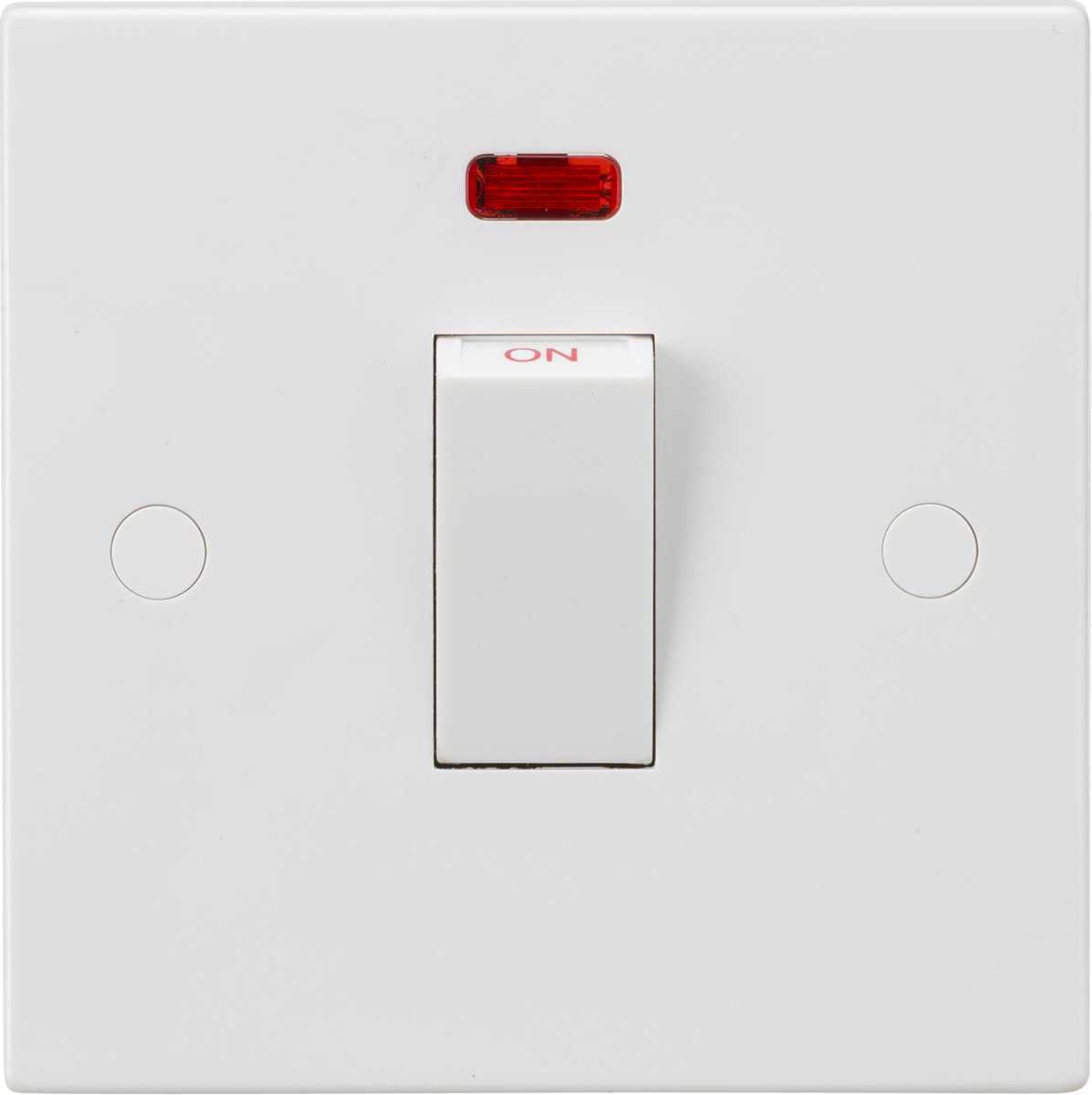 Knightsbridge 45A DP Switch with Neon - White Rocker