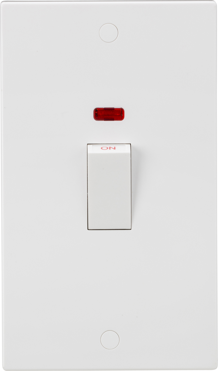 Knightsbridge 45A DP Switch with Neon Indicator, White Rocker