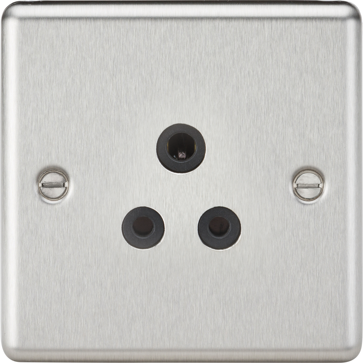 5A Unswitched Socket - Brushed Chrome Finish with Black Insert