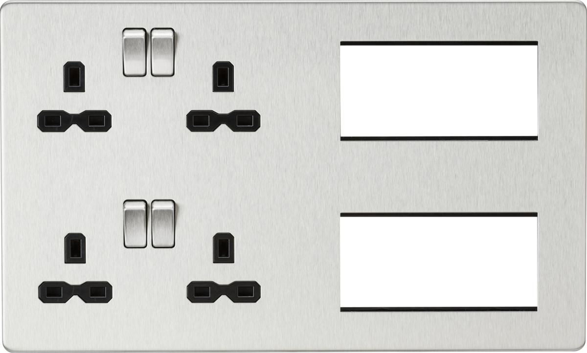 Combination Plate - Brushed Chrome with Black Insert