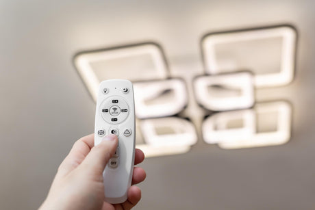 Remote control that controls the light Neon chandelier on the ceiling
