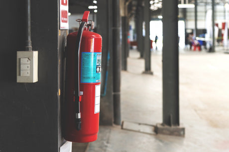 Closeup red fire extinguisher