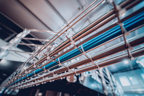 Pipes and fittings at a craft modern brewery