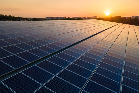 solar panels mounted on building roof