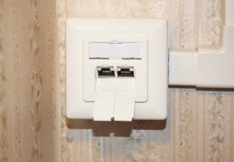 Dual LAN RJ45 socket, wall mounted
