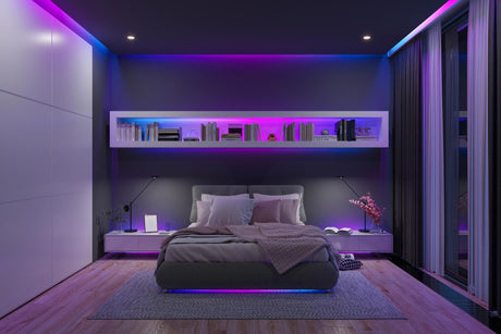 smart lighting set up in bedroom 