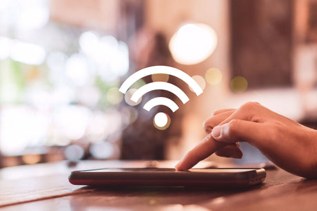 Wifi sign icon and connection screen of smartphone