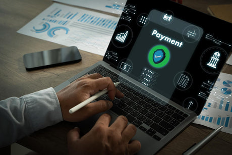 Businessman using credit card to pay online transaction on mobile smart phone Digital online payment concept