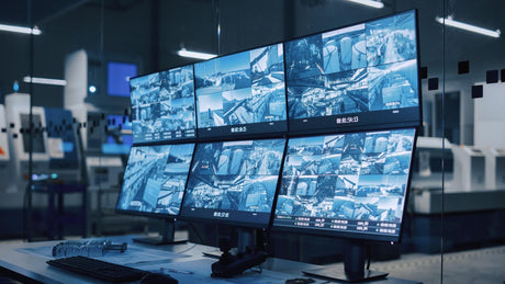 Computer Screens Showing Surveillance Camera Feed 