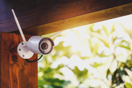 Close-up of security camera outside 