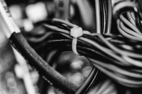 cable ties on black wire 