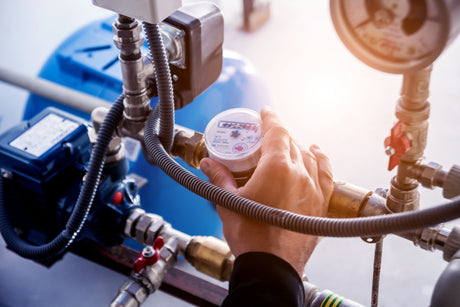 man checking water meter 