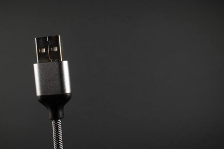 close up of USB connector and cable 