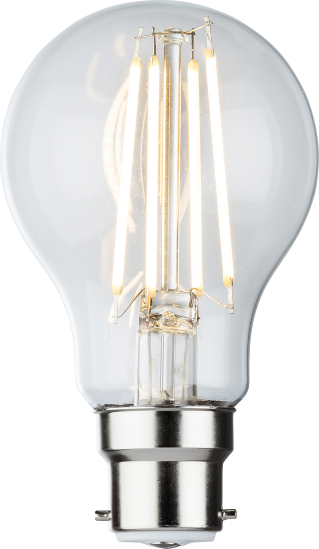230V 8W LED BC B22 Clear GLS Filament Lamp