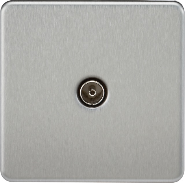 TV Outlet (Non-Isolated) - Brushed Chrome - Front View