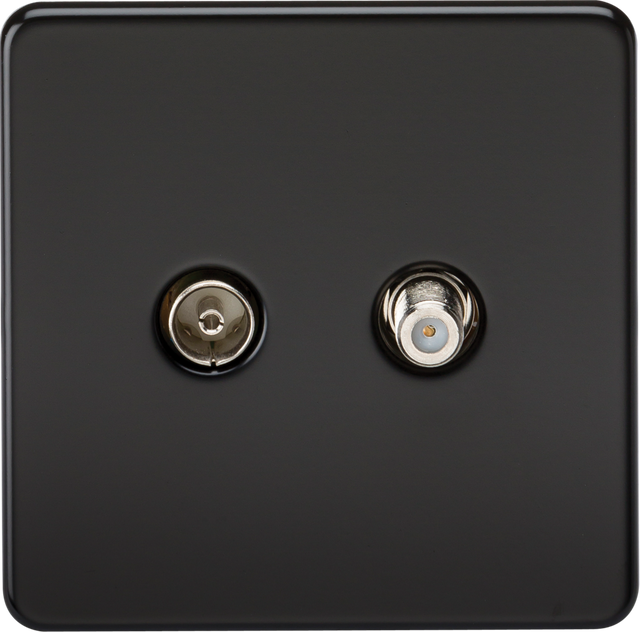 TV & SAT TV Outlet (Isolated) - Matt Black