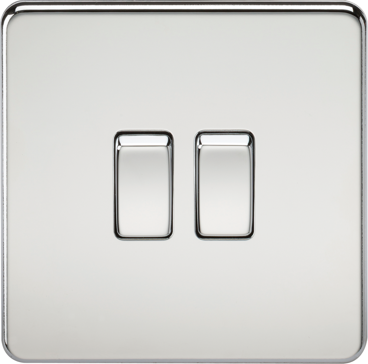 10AX Screwless 2-Gang 2-Way Switch - Polished Chrome