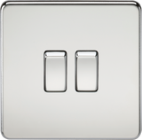 10AX Screwless 2-Gang 2-Way Switch - Polished Chrome