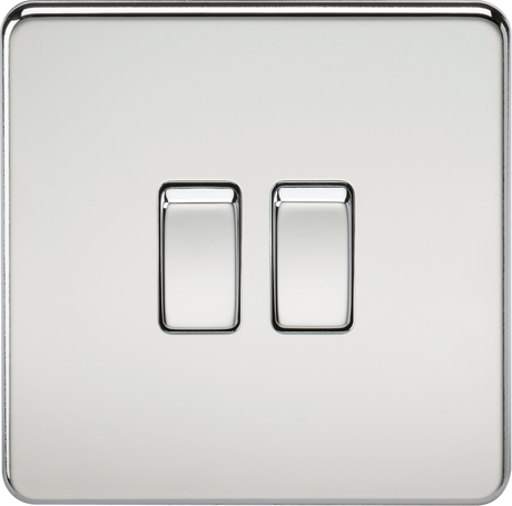 10AX Screwless 2-Gang 2-Way Switch - Polished Chrome