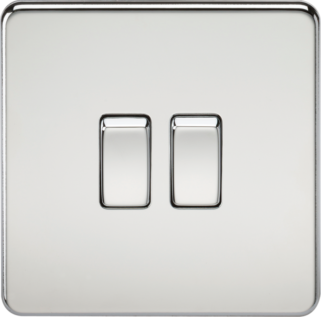 10AX Screwless 2-Gang 2-Way Switch - Polished Chrome