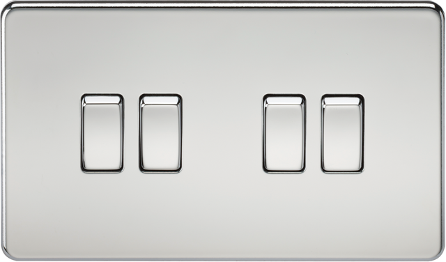 10AX 4G 2-way Switch - Polished Chrome, Screwless Design