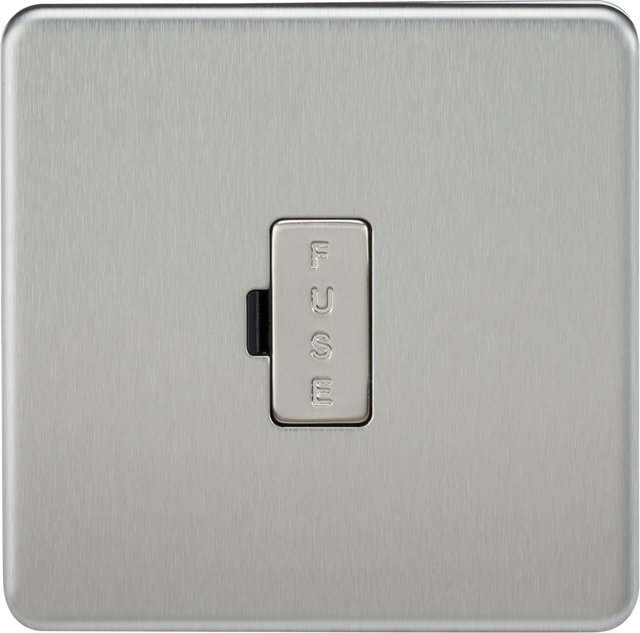 13A Fused Spur Unit - Brushed Chrome - Modern Screwless Design