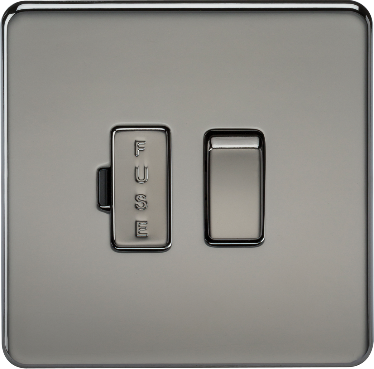 13A Switched Fused Spur Unit - Black Nickel - Fused spur with switched rocker