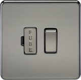 13A Switched Fused Spur Unit - Black Nickel - Fused spur with switched rocker