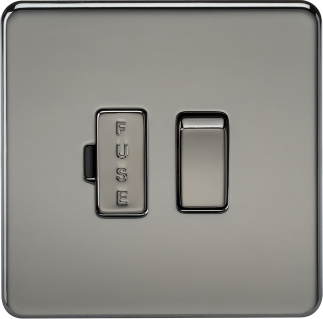 13A Switched Fused Spur Unit - Black Nickel - Fused spur with switched rocker