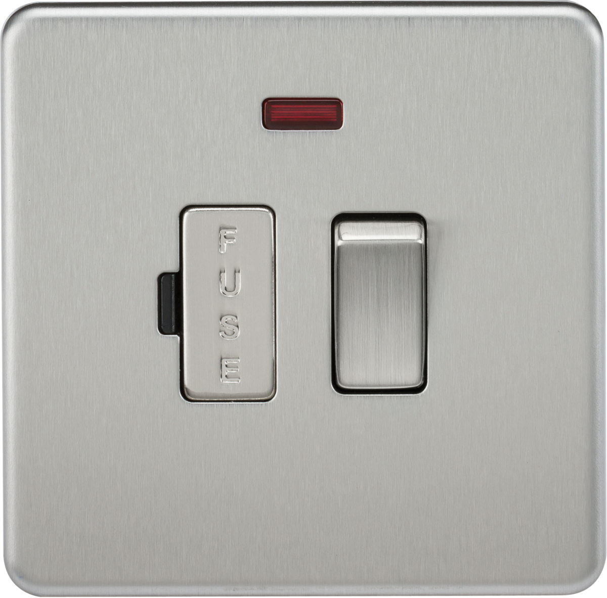 13A Switched Fused Spur Unit with Neon - Brushed Chrome