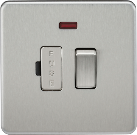 13A Switched Fused Spur Unit with Neon - Brushed Chrome