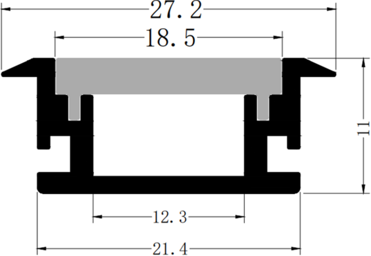 2M Aluminium Profile - Recessed Mount