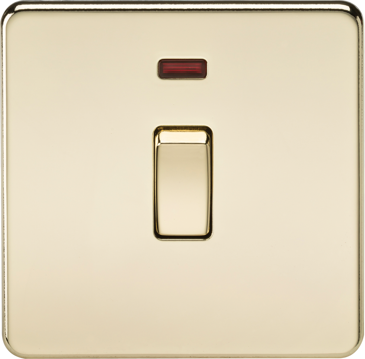 20A 1G DP Switch with Neon - Polished Brass