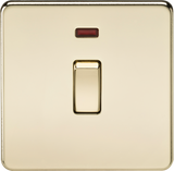 20A 1G DP Switch with Neon - Polished Brass