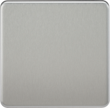 1G Blanking Plate - Brushed Chrome, Screwless Design