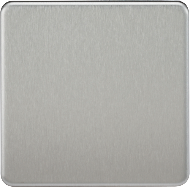1G Blanking Plate - Brushed Chrome, Screwless Design