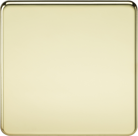 1G Blanking Plate - Polished Brass - Screwless Design