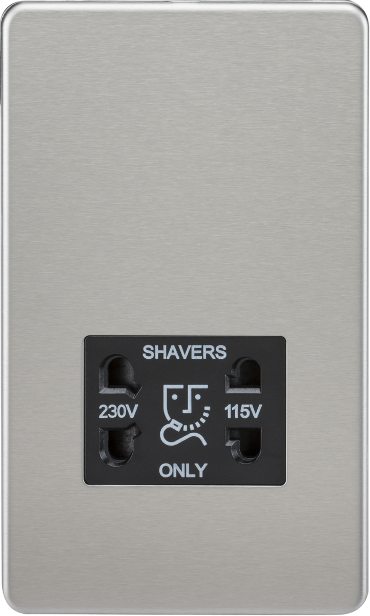 Brushed Chrome Dual Voltage Shaver Socket - SF8900BC