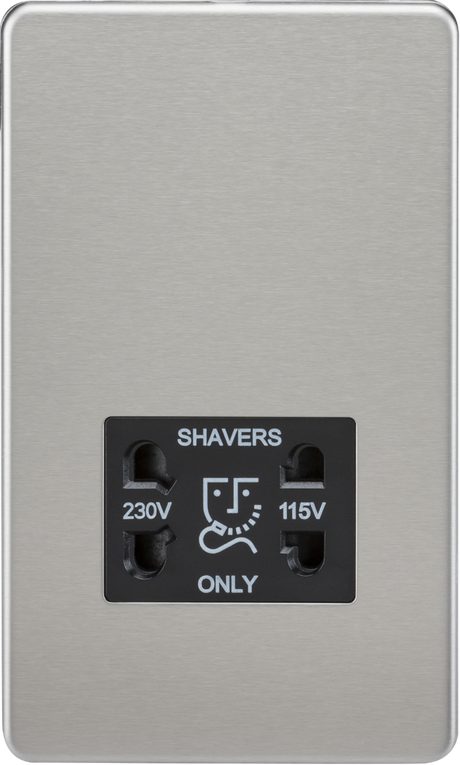 Brushed Chrome Dual Voltage Shaver Socket - SF8900BC