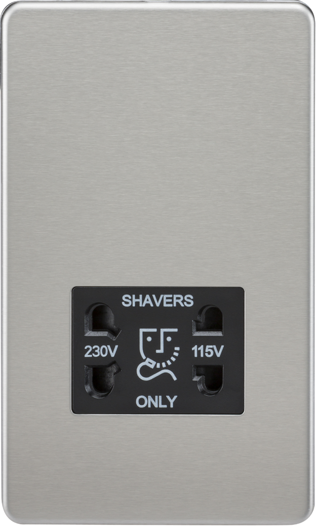 Brushed Chrome Dual Voltage Shaver Socket - SF8900BC